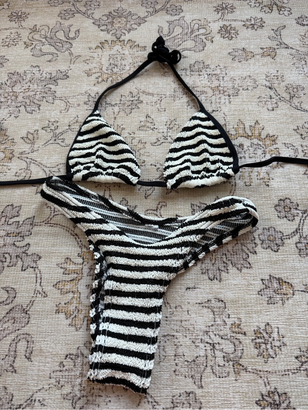Bond-eye Luana Triangle Top & Scene Brief in Black/White Stripe